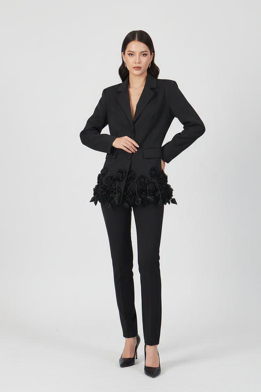 Elegant Three-dimensional Floral Loose-fitting Blazers