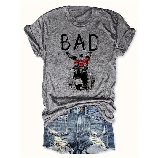 Women's Animal Letter Print Casual Short Sleeve T-Shirt CJ