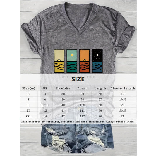 Geometric Mountain & Starry Night Graphic Tee CJ US
