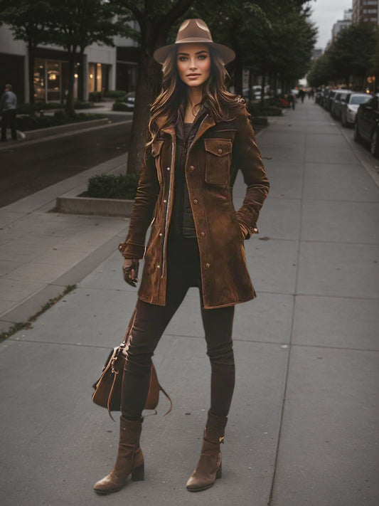 Women’s Vintage Style Long Winter Jacket – Warm Windproof Autumn Coat - FitiqueFit