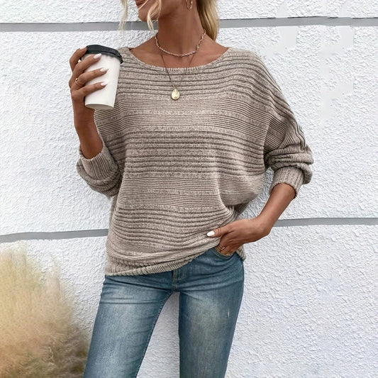 Women’s Textured Round-Neck Long-Sleeve Pullover CJ US