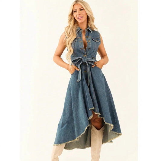 Cowboy dress, fashionable sleeveless, irregular personality