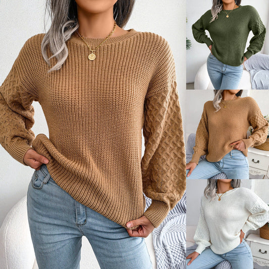 Autumn And Winter Casual Lantern Long Sleeve Knitted Sweater Women's Clothing CJ US