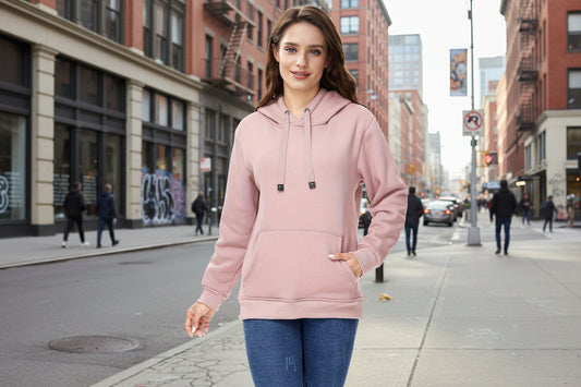 Winter New Arrival - Fashion Solid Color Velvet Hoodie - Warm Autumn And Winter Top - Hoodie With Adjustable Drawstring And Kangaroo Pocket, Comfortable Women's Sweatshirt