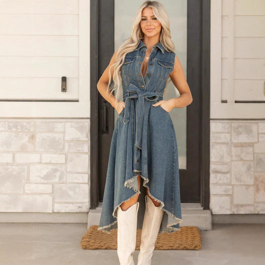 Cowboy dress, fashionable sleeveless, irregular personality