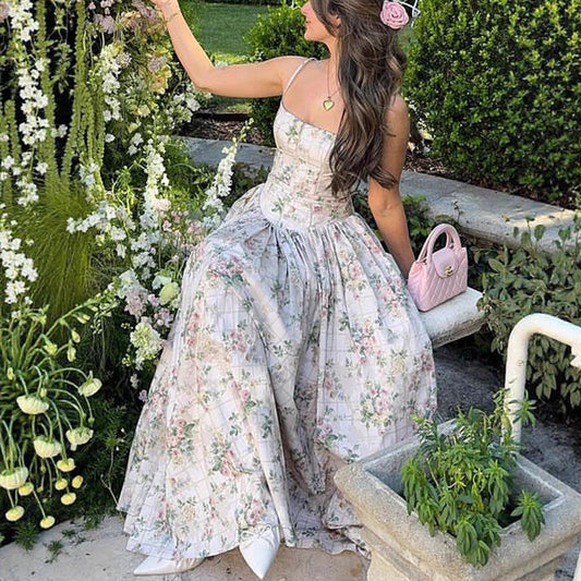 Sexy Printed Strapless Dress Summer Fitted Backless Long Dress Elegant High-End Style Beautiful Summer Dress