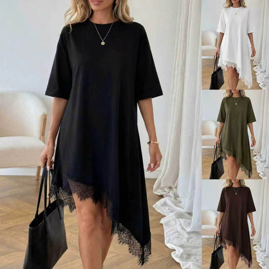 Women's Casual Solid Color Sexy Lace Trim Dress