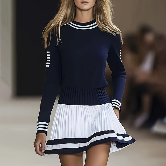 Women's Long Sleeve Sweater Dress Fall Crewneck Ribbed Knit A-Line Casual Mini Dresses CJ US