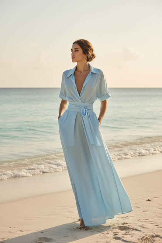 Solid color waist slimming dress