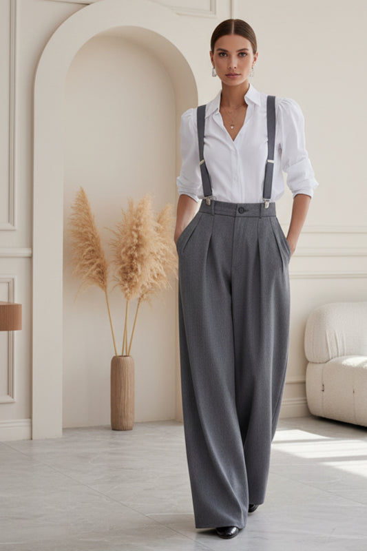 Women's adjustable detachable shoulder strap pocket pants