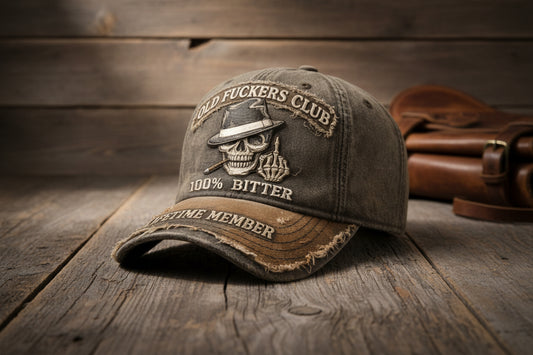 Embroidered Distressed Printed Curved-Brim Baseball Cap