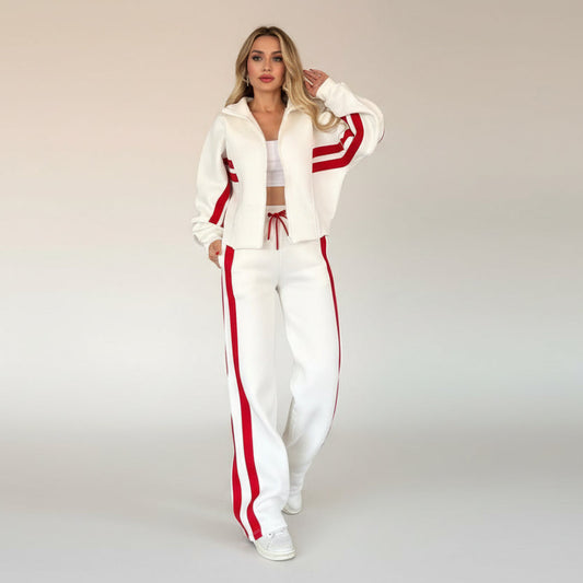 Women’s Y2K Striped Zip-Top Jacket – Retro Track Sports Suit CJ US