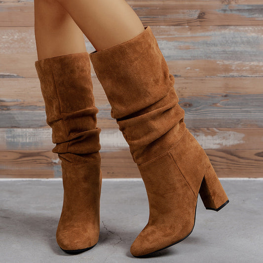 New European And American High Heel Slip-on Fashion Women's Boots CJ