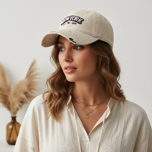 Embroidered Letter Denim Baseball Cap With A Soft Crown