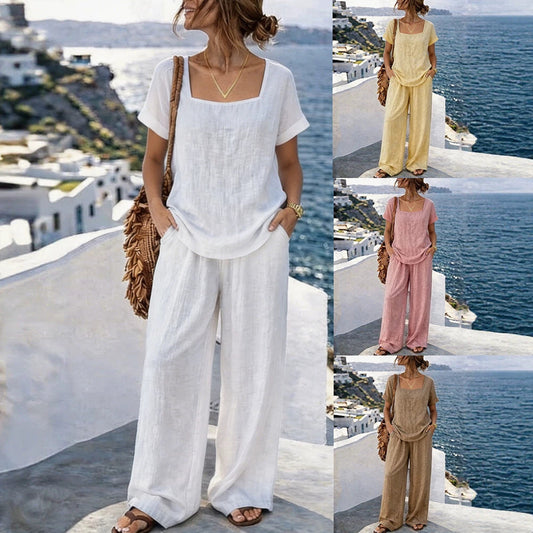 Women's Square-Neck Short-Sleeve Pantsuit