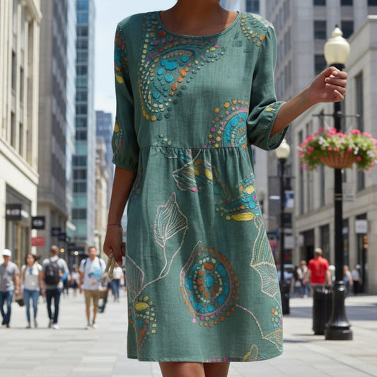 3D-printed Long-sleeve Crew-neck Dress