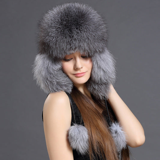 Autumn And Winter Korean Fox Fur Lei Feng Hat Trend