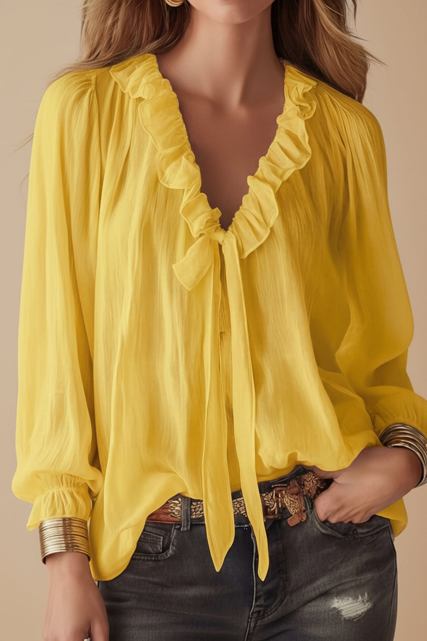 Fashionable V-neck Loose-fit Shirt Top