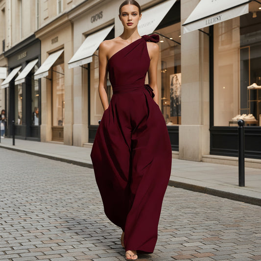 Sleeveless shoulder cinched jumpsuit