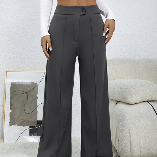 Ladies' Solid Color Loose Wide Leg Straight Leg Pants CJ US