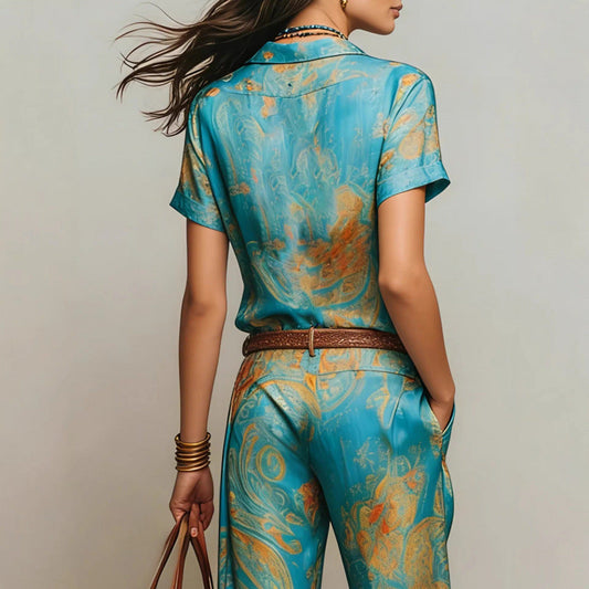 Cross-border Amazon Fashion Casual Elegant Resort Two-Piece Set