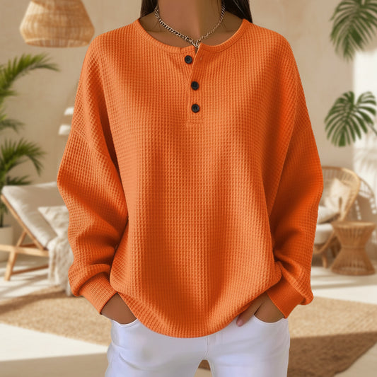 Round neck solid color pullover loose top