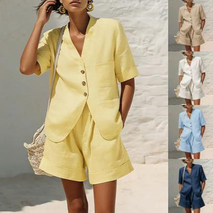 Loose-fitting Cotton And Linen Two-piece Set