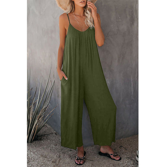 Women’s Pleated Chest Cross-Strap Jumpsuit