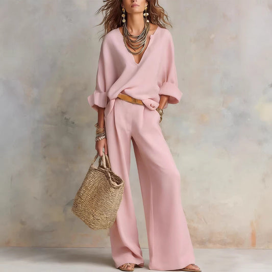 Fashionable Casual Linen Loose Vacation Set