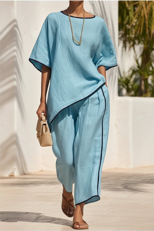 Casual Resort-Style Fashionable Loose Two-Piece Set For Women