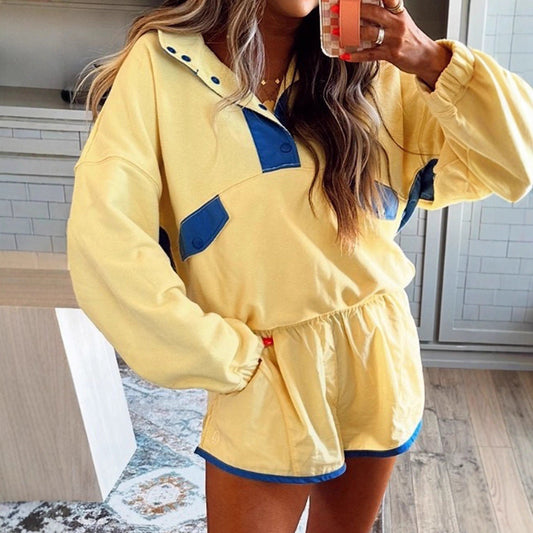 Fashionable Versatile Multi-color Womens Long-sleeve Two-piece Set
