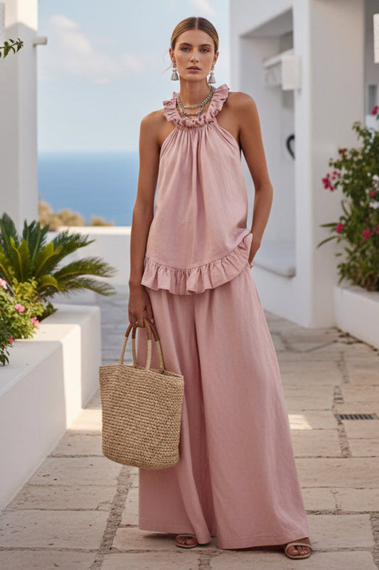 SpringSummer Halterneck Loose Casual Womens Set