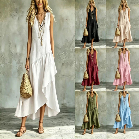 Women's Casual Solid-Color Loose Sleeveless Dress