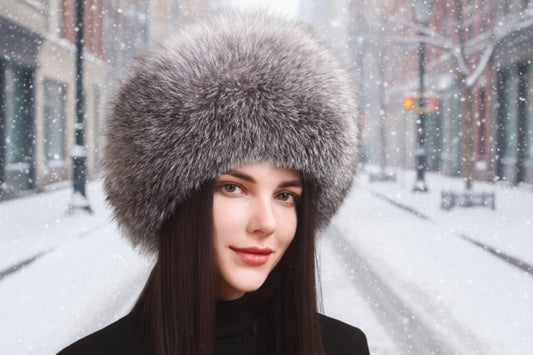 Women's Winter Genuine Leather Ethnic Style Warm Ear Protection Hat