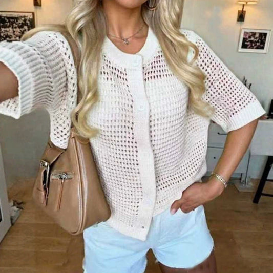 Women's Solid-color Cardigan Sweater Top
