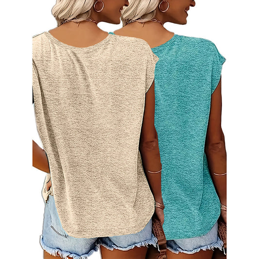 2-Pack Wildflowers Graphic Print V-Neck Tee Tops CJ