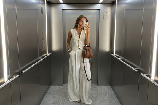 Simple And Elegant Vest Top High-Waist Wide-Leg Pants Casual Suit