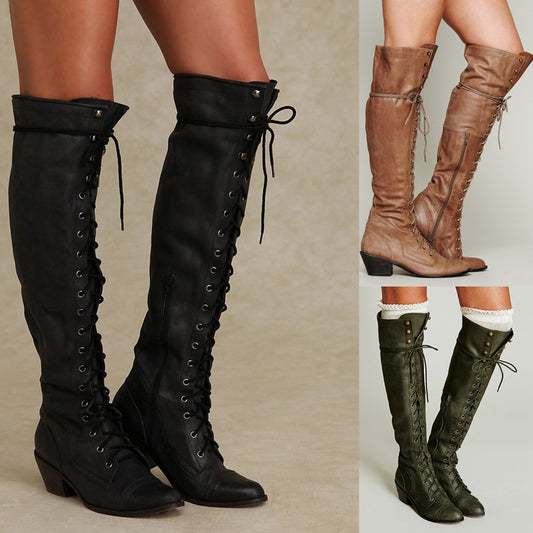 Women’s Over-the-Knee Boots – Round Toe Stylish Tall Winter Boots - FitiqueFit