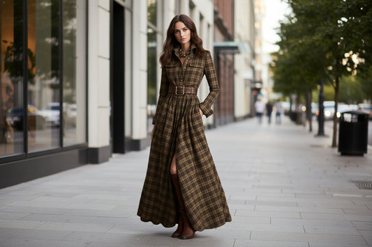 Elegant Commuter Printed Lapel Slim-Fit Dress