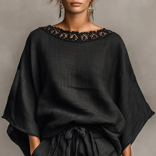 Loose-fitting Solid-color Casual T-shirt And Shorts Set