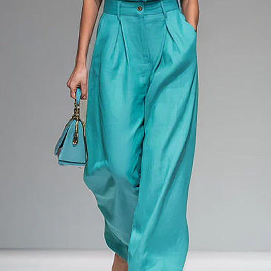 Sleeveless Vest And Wide-leg Pants Set For Women