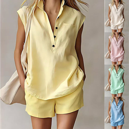 Women's Casual Sleeveless Short Set