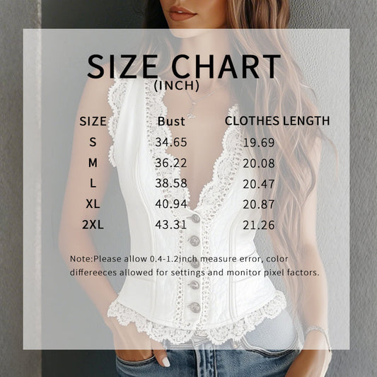 Women's Lace Trim Button Down Crop Top Sleeveless Slim Fit Tank Vest