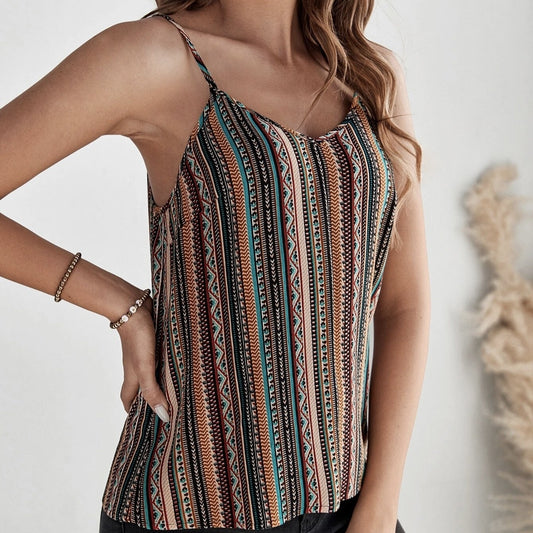 Women’s Geographical Print Retro Camisole Top CJ US