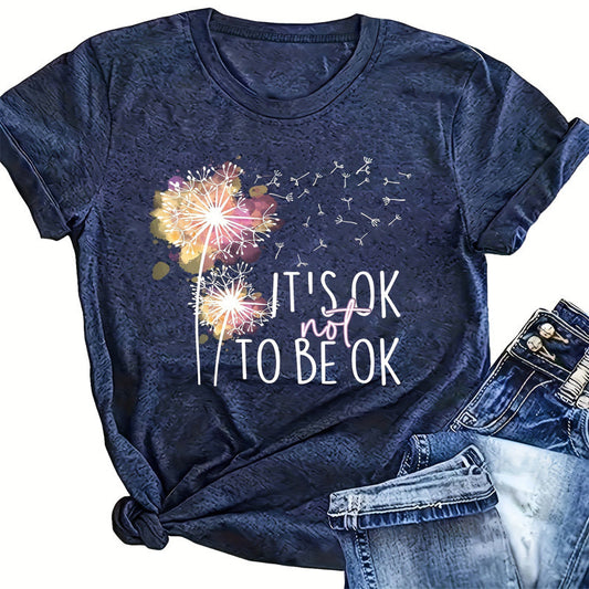 Women's Round Neck Short Sleeve T-Shirt, Summer Casual Tee CJ US