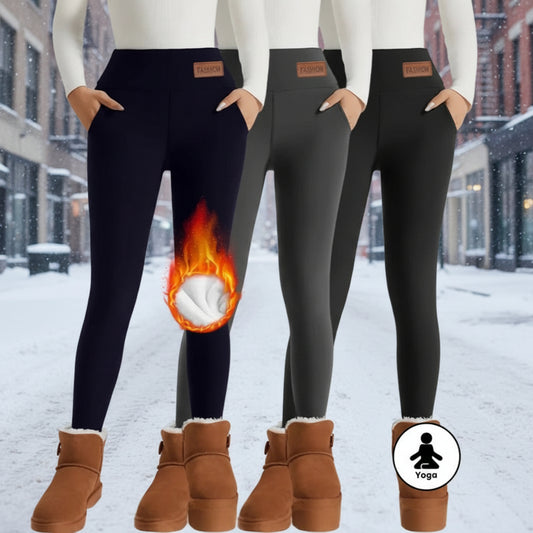 Women's High Waist Warm Fleece Lined Leggings
