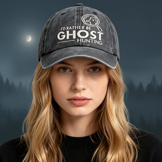 2pcs Ghost Hunting Baseball Cap, Embroidered Washed Cotton Hat, Retro Unisex Cap For Paranormal Fans
