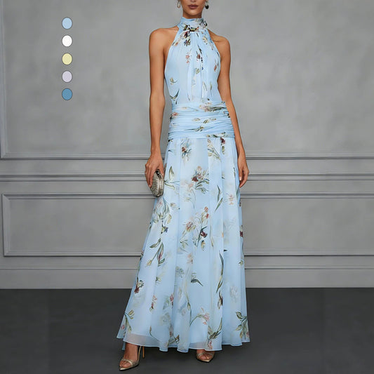 Hanging neck printed dress