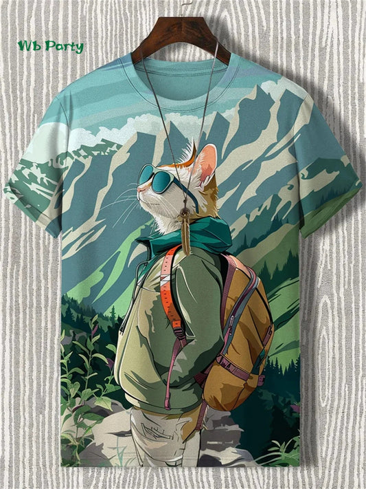 🐱 3D Travel Cat Print T-Shirt – Playful Summer Streetwear FitiqueFit