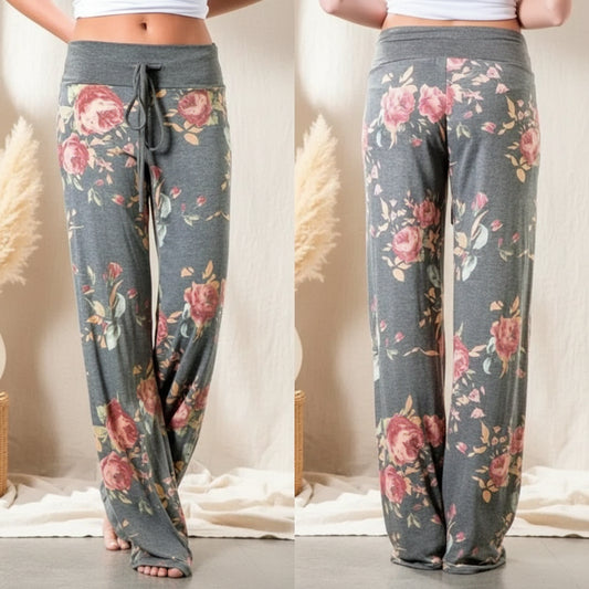S-8XL Fashion Women Casual Loose Stretch Printing Long Wide Leg Yoga Pants Drawstring Lounge Pants Pajama Pants FitiqueFit
